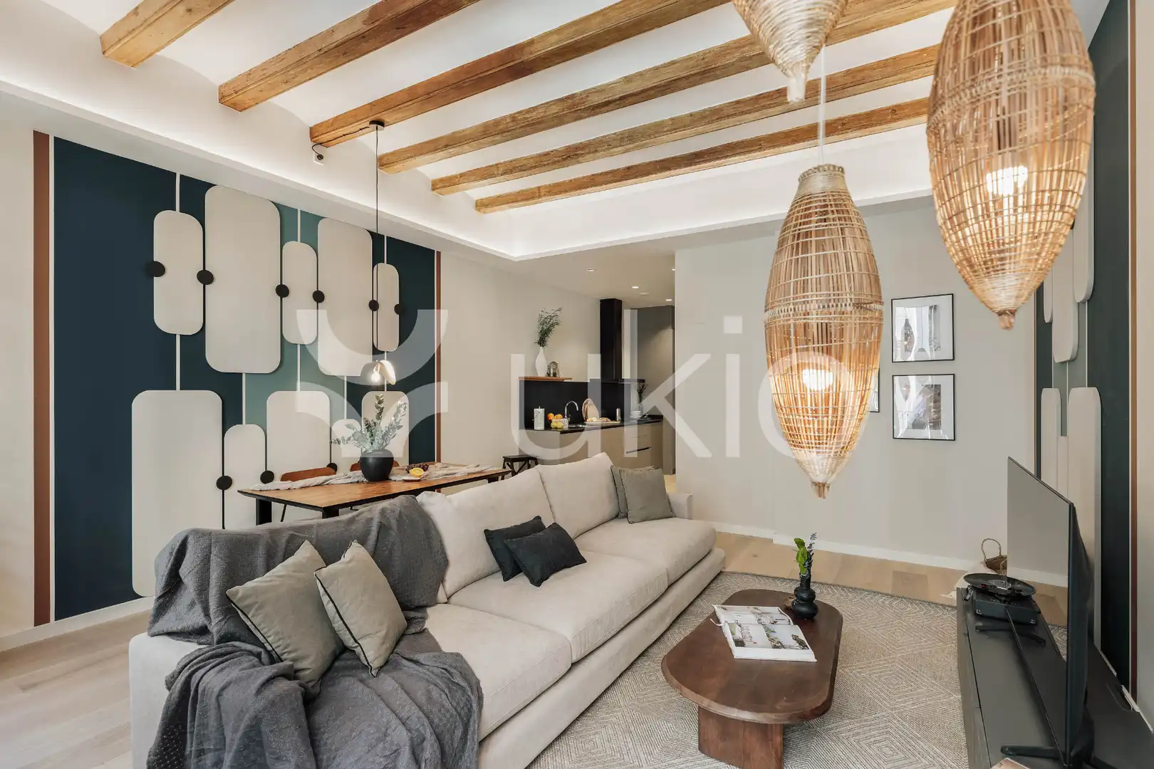 Sala de estar de Apartamento de alquiler en Barcelona con Aire acondicionado, Calefacción y Amueblado