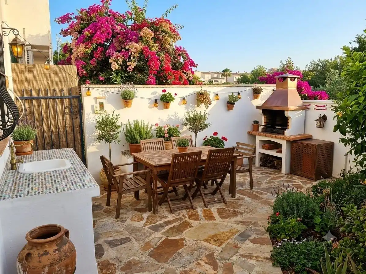 Terrasse von Einfamilien-Reihenhaus zum Verkauf in Dénia mit Klimaanlage, Privatgarten und Terrasse