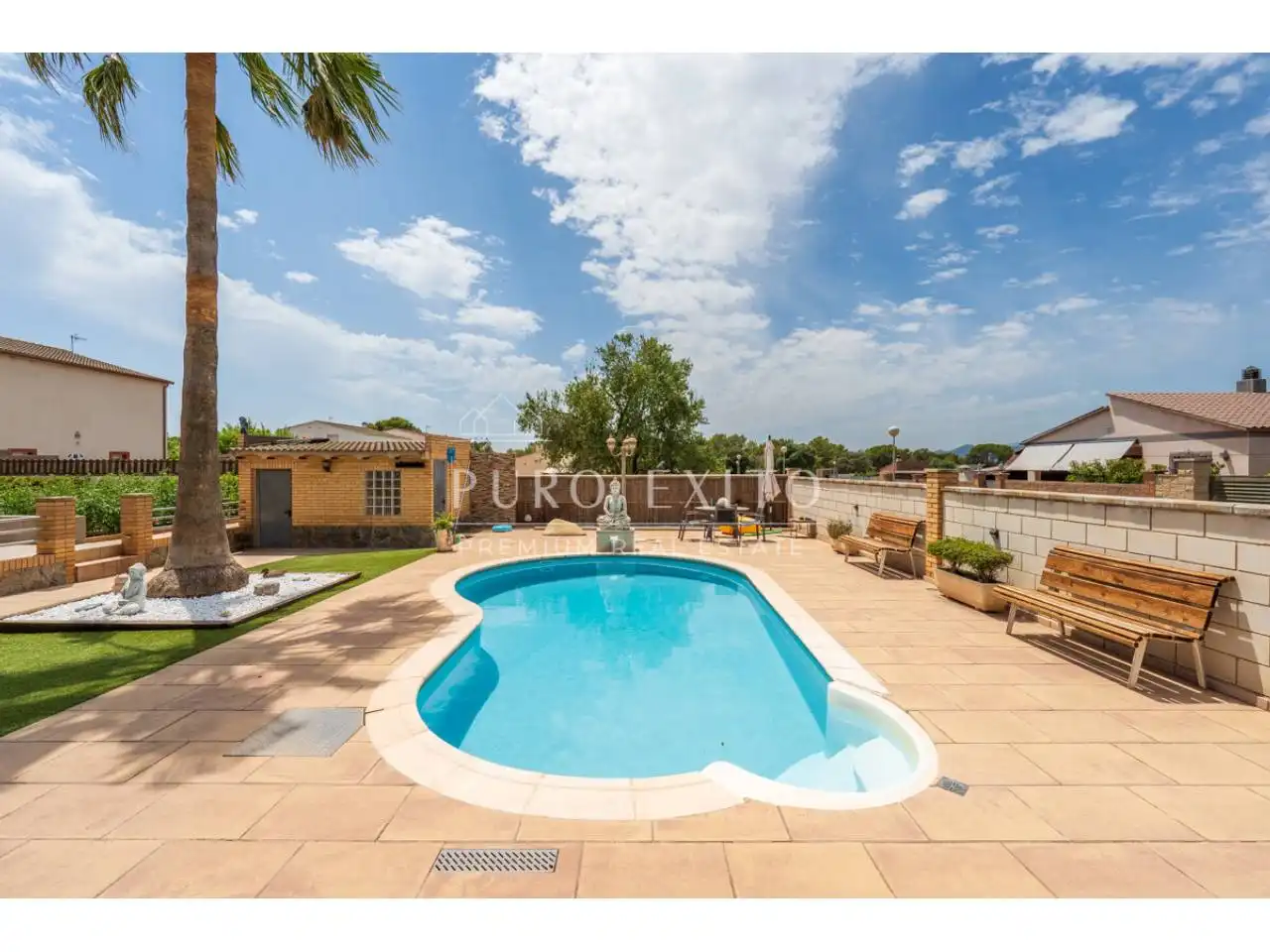 Vista exterior de Casa o chalet en venta en El Pla de Santa Maria con Aire acondicionado, Jardín privado y Terraza