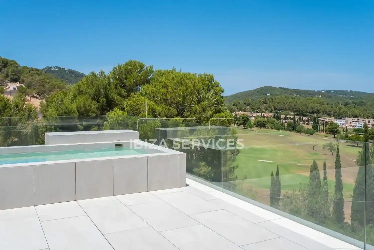 Terrassa de Casa o xalet de lloguer en Santa Eulària des Riu amb Aire condicionat, Jardí privat i Piscina