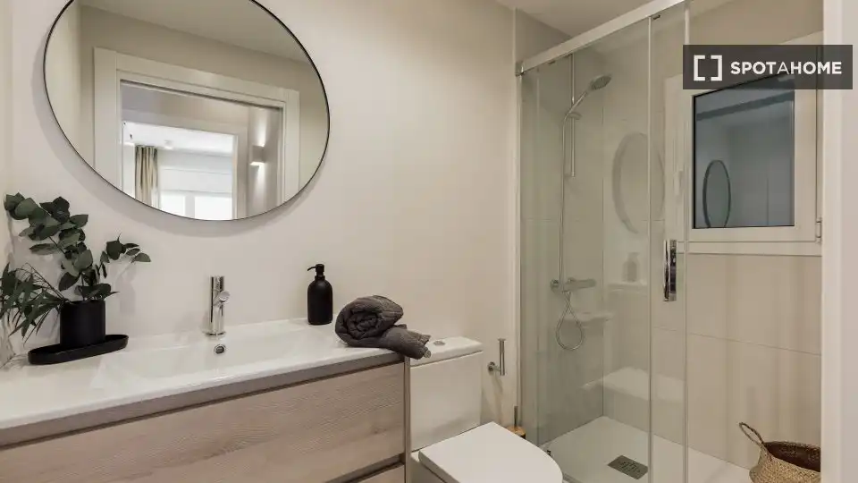 Bany de Apartament per a compartir en Barcelona amb Aire condicionat, Terrassa i Moblat