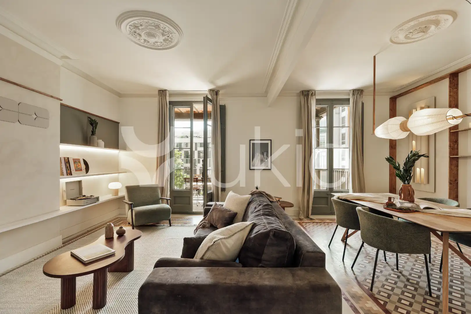 Wohnzimmer von Wohnungen zur Miete in Barcelona mit Klimaanlage, Heizung und Terrasse
