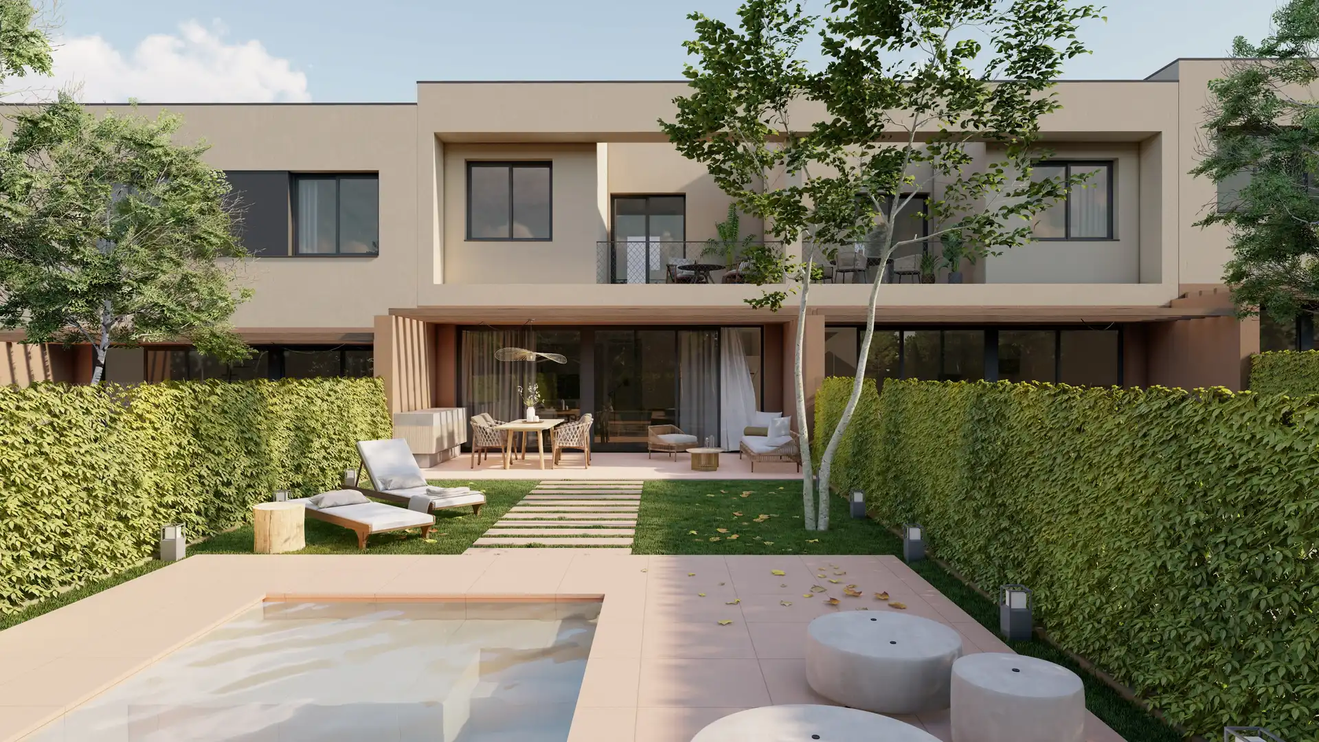 Terrasse von Wohnung zum Verkauf in El Vendrell mit Klimaanlage, Privatgarten und Schwimmbad