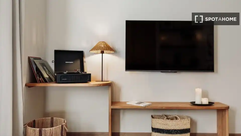 Sala d'estar de Apartament per a compartir en Barcelona amb Aire condicionat, Terrassa i Moblat