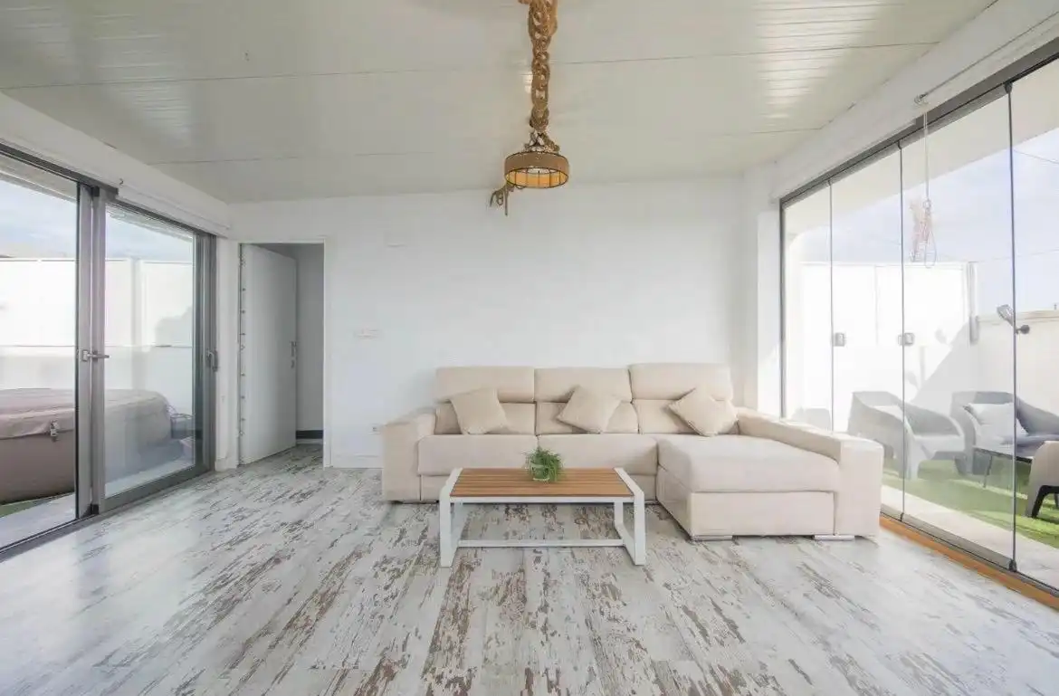 Living room of Attic for sale in Elche / Elx  with Air Conditioner, Private garden and Terrace