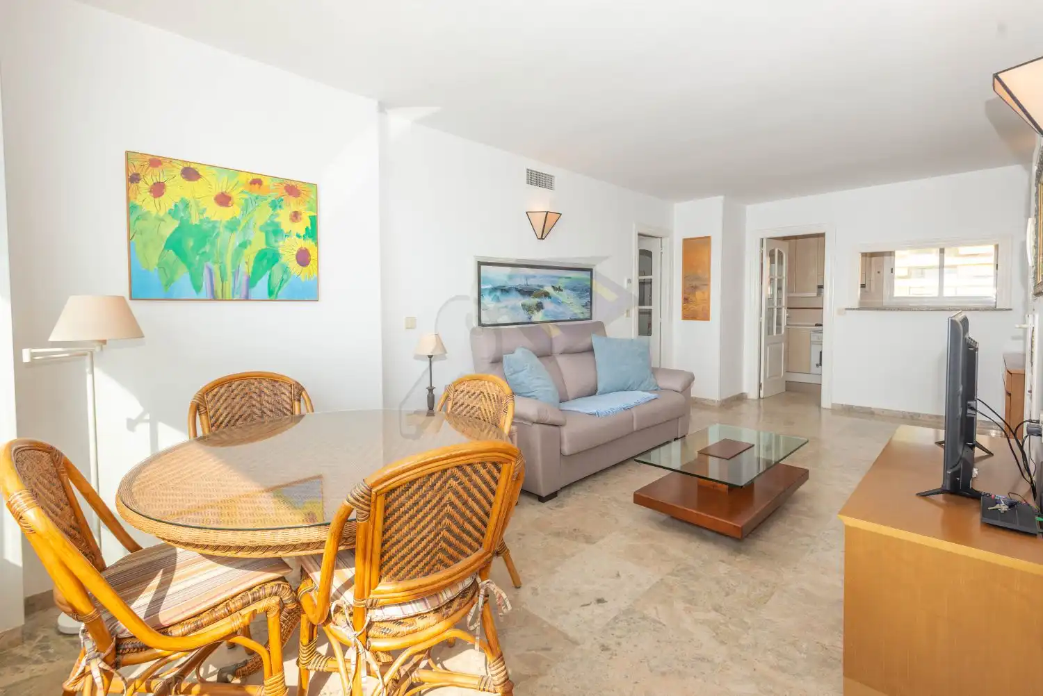 Sala d'estar de Àtic en venda en Calpe / Calp amb Aire condicionat, Calefacció i Terrassa