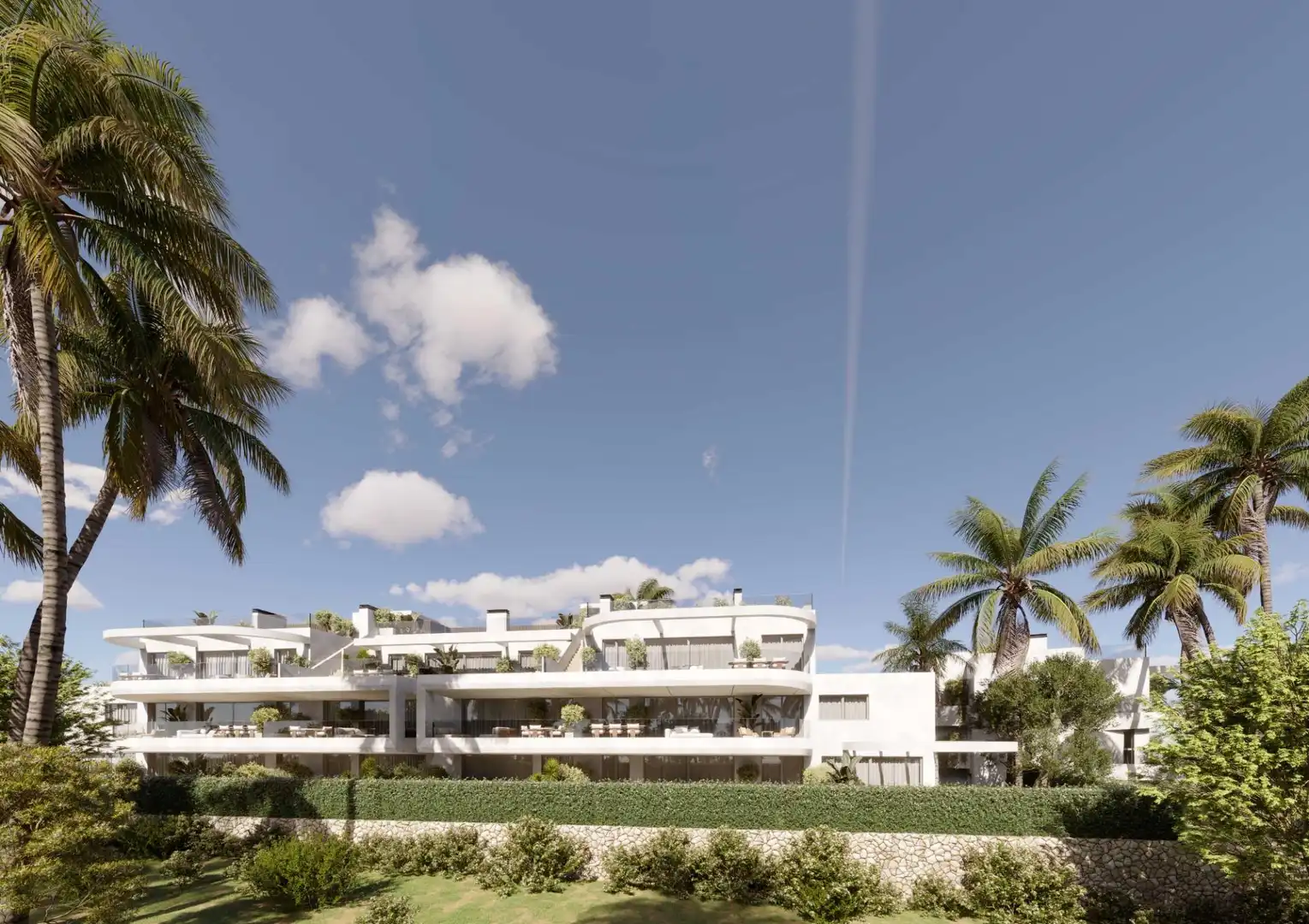 Vista exterior de Planta baja en venta en Estepona con Aire acondicionado, Jardín privado y Terraza