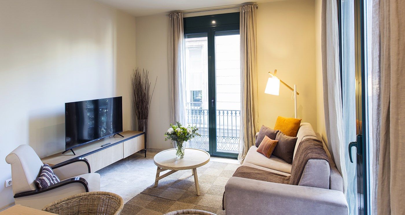 Living room of Flat to rent in  Barcelona Capital  with Air Conditioner, Heating and Furnished