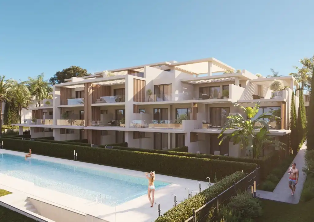 Vista exterior de Apartamento en venta en Estepona con Aire acondicionado, Calefacción y Jardín privado