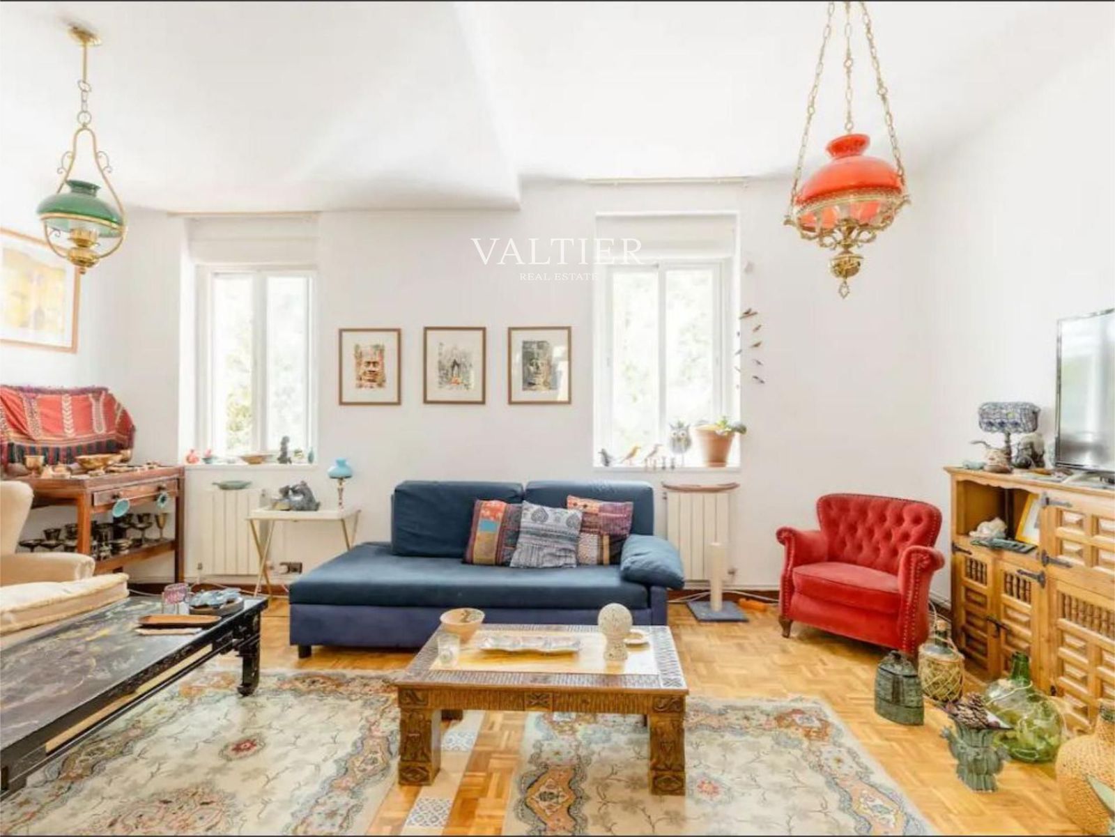 Sala de estar de Piso de alquiler en  Madrid Capital con Aire acondicionado, Parquet y Terraza