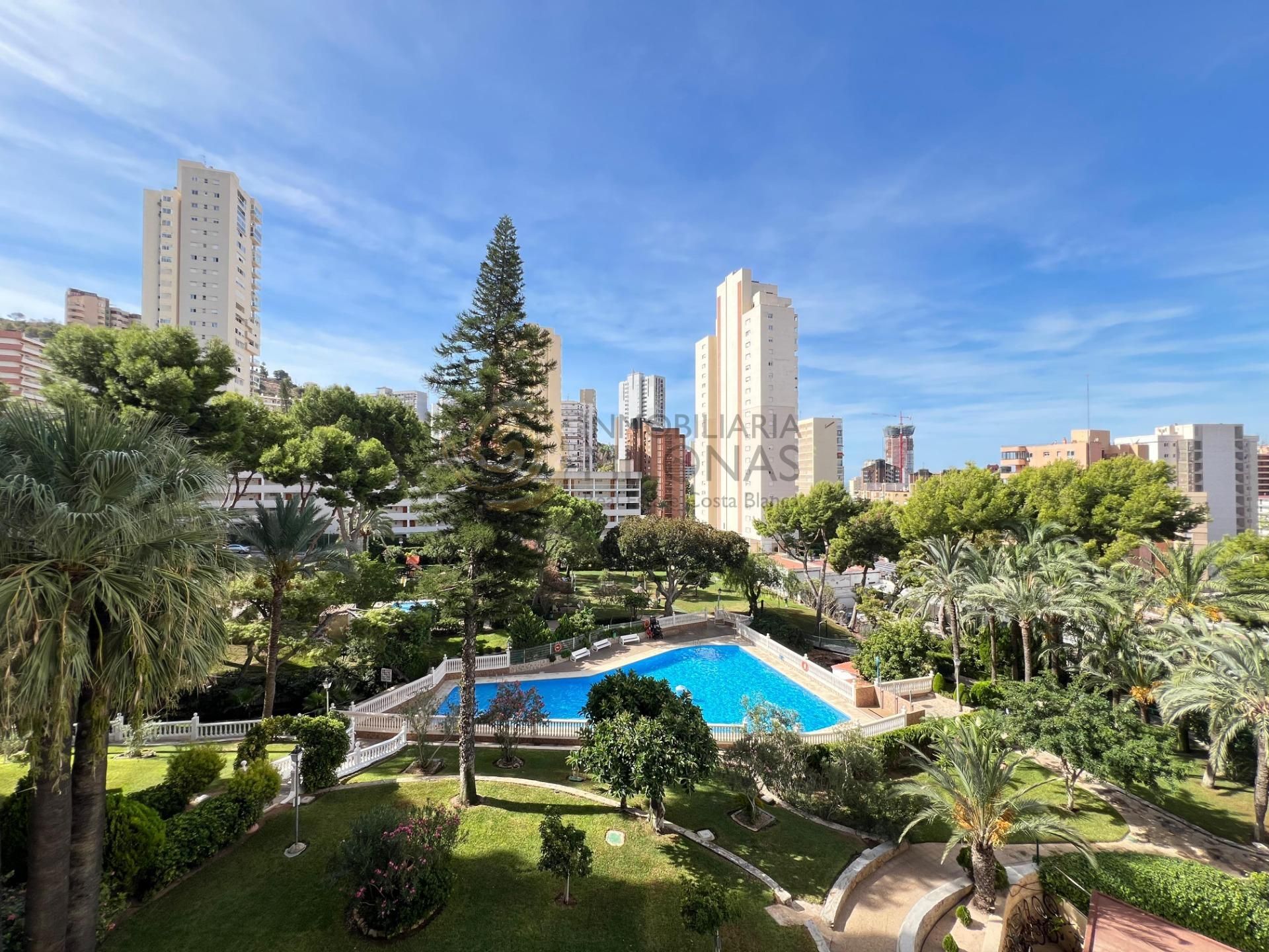 Vista exterior de Apartament en venda en Benidorm amb Jardí privat, Moblat i Piscina comunitària