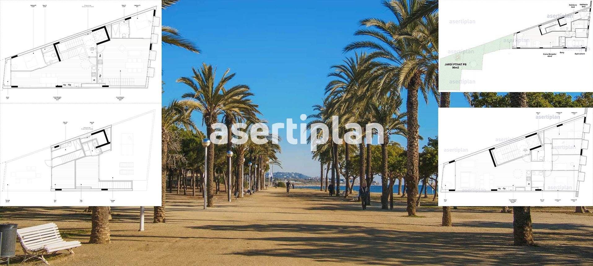 Außenansicht von Wohnung zum Verkauf in Mataró mit Klimaanlage, Heizung und Privatgarten