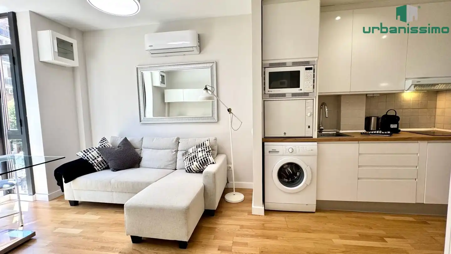 Sala d'estar de Apartament de lloguer en Madrid amb Aire condicionat, Traster i Moblat