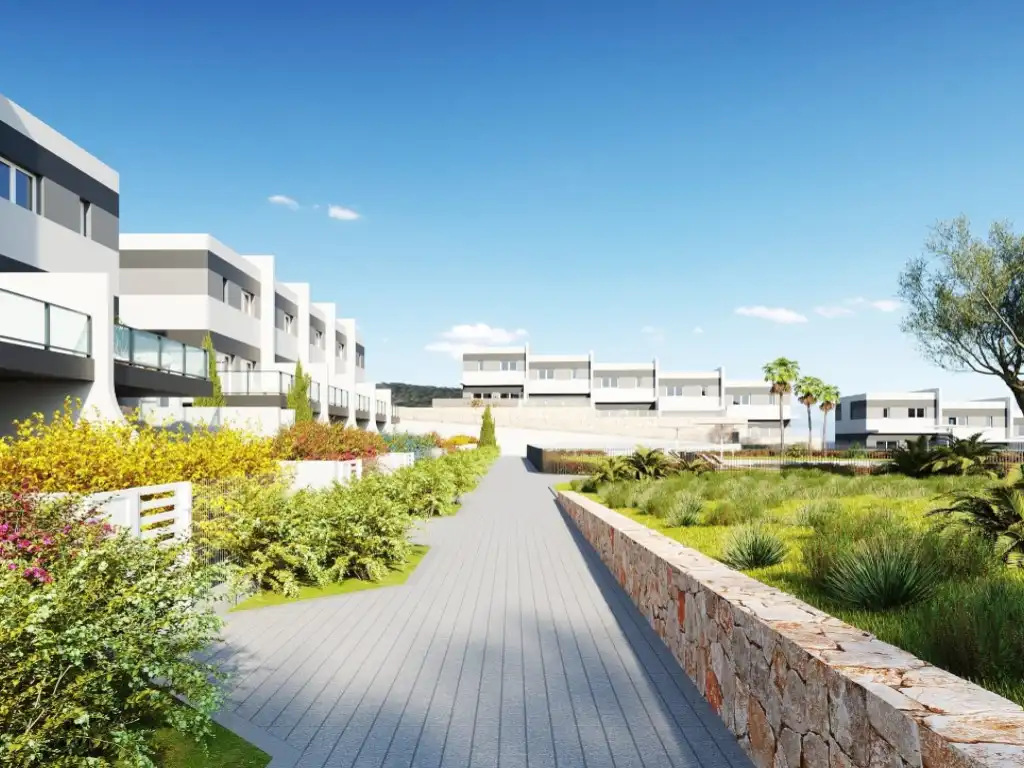 Vista exterior de Casa adosada en venda en Finestrat amb Jardí privat i Piscina