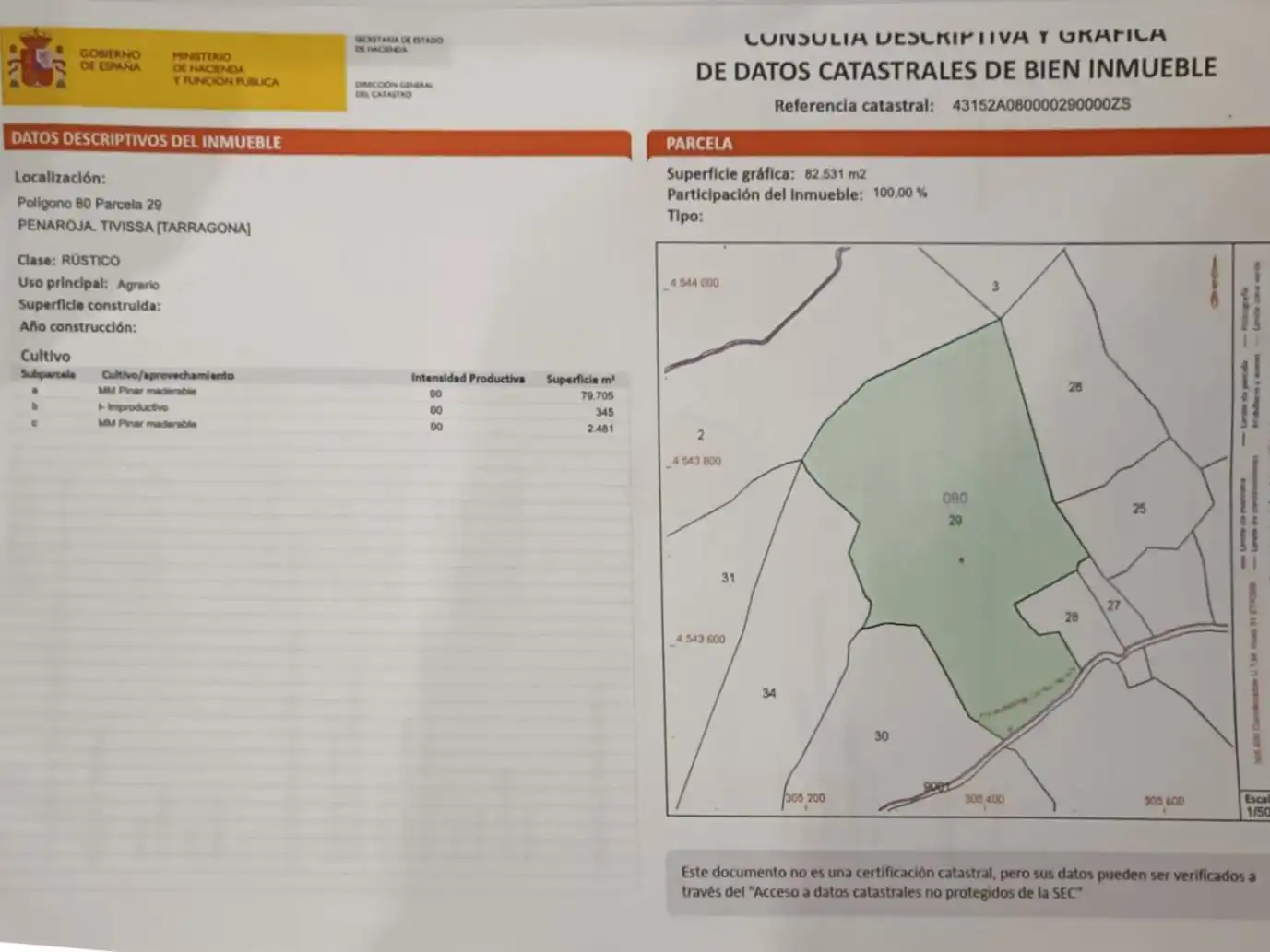 Terreno en venta en Tivissa