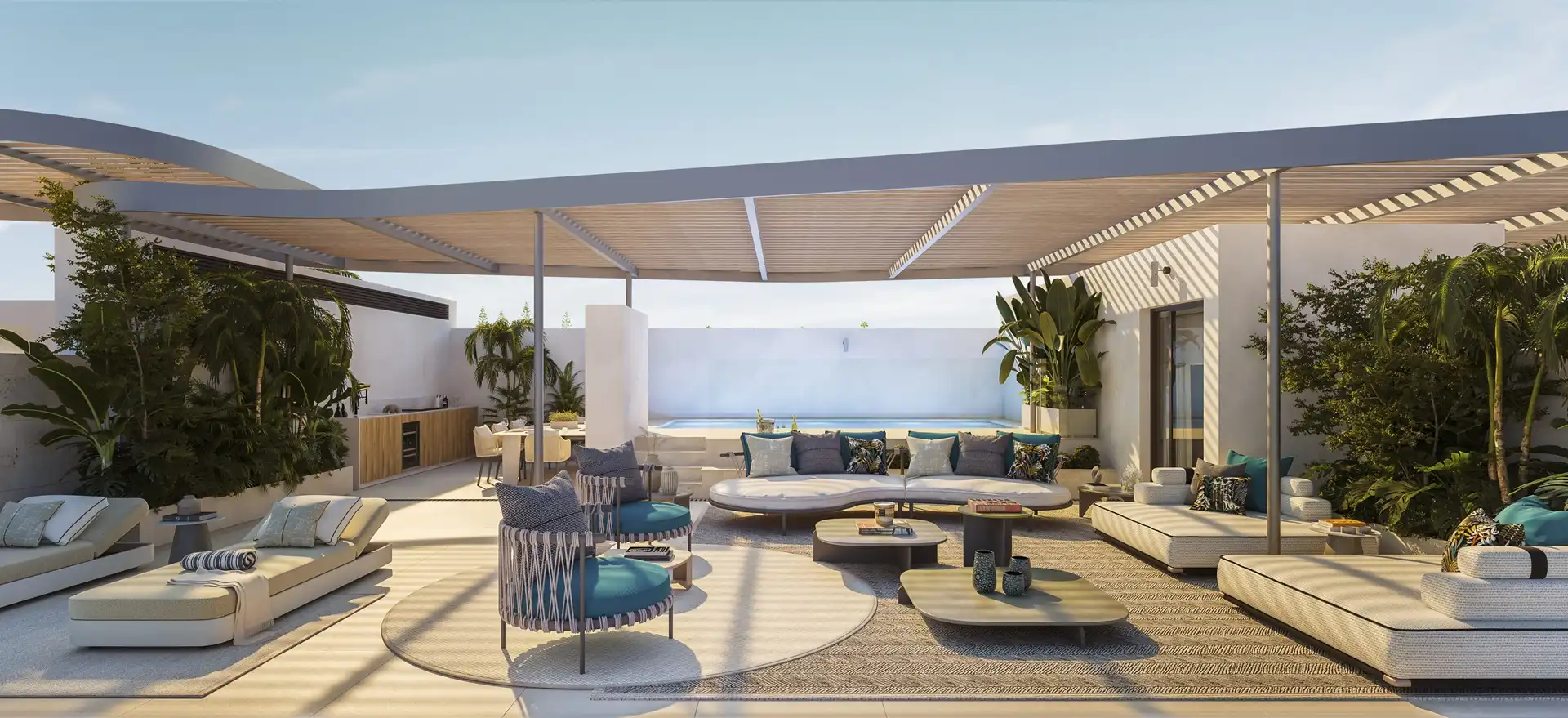 Terrasse von Wohnungen zum Verkauf in Manilva mit Klimaanlage, Heizung und Terrasse
