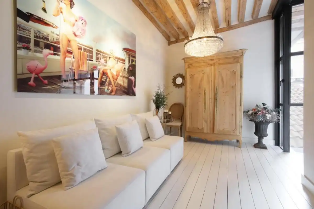 Sala d'estar de Apartament de lloguer en Madrid amb Aire condicionat, Moblat i Es permeten mascotes