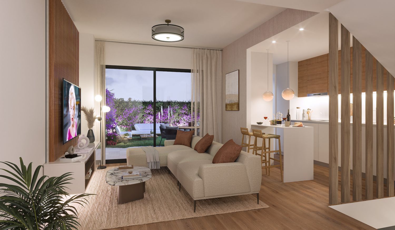 Sala d'estar de Casa adosada en venda en Málaga Capital amb Calefacció, Parquet i Terrassa