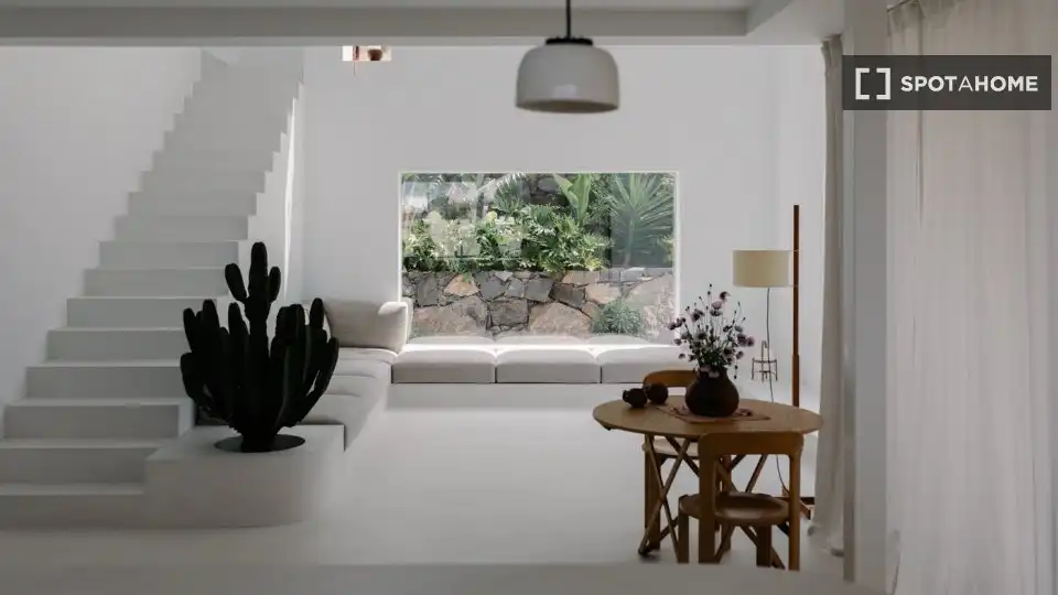 Sala de estar de Apartamento para compartir en Tinajo con Aire acondicionado, Terraza y Amueblado