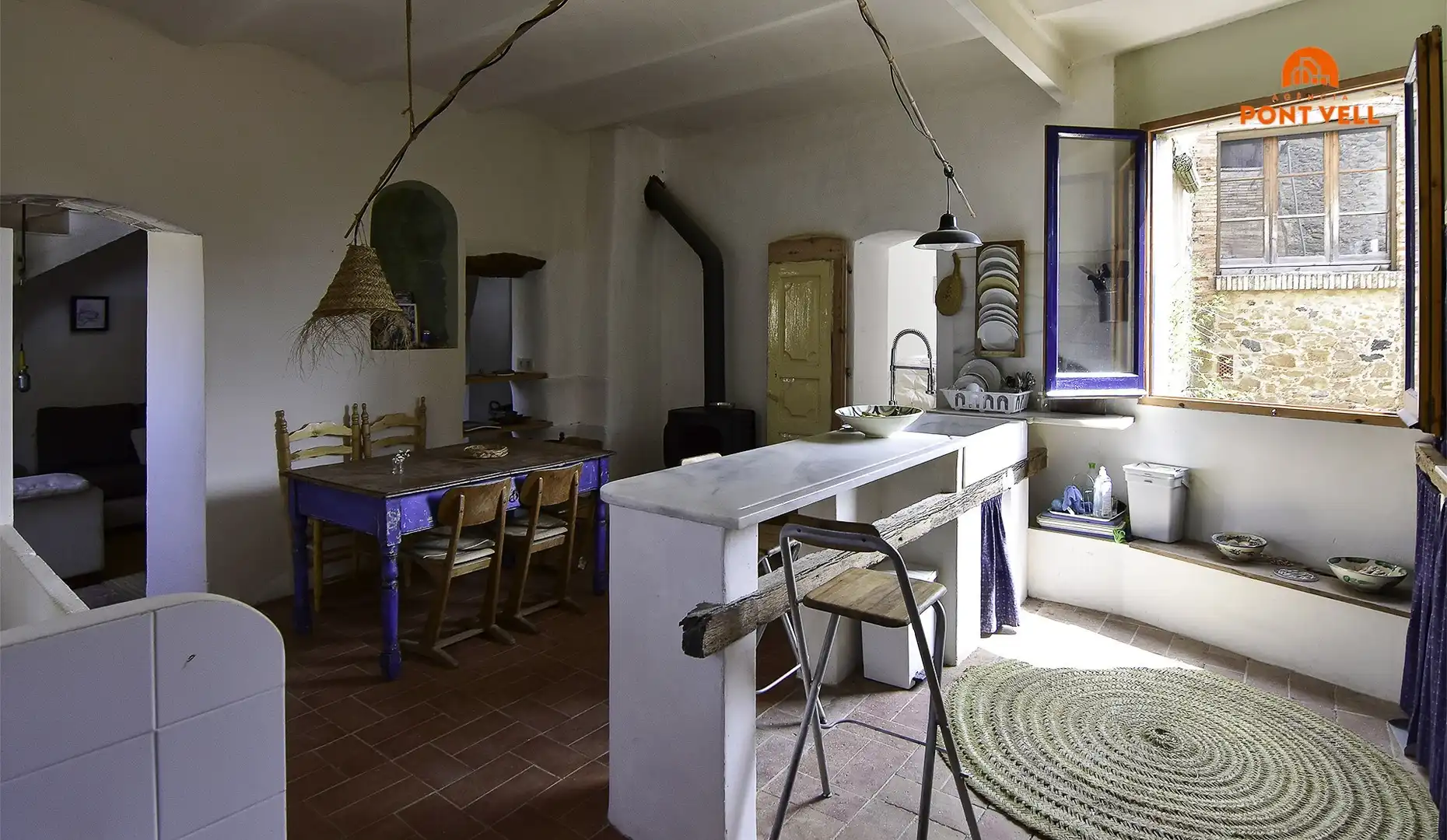 Cocina de Finca rústica de alquiler en Rupià con Terraza y Amueblado