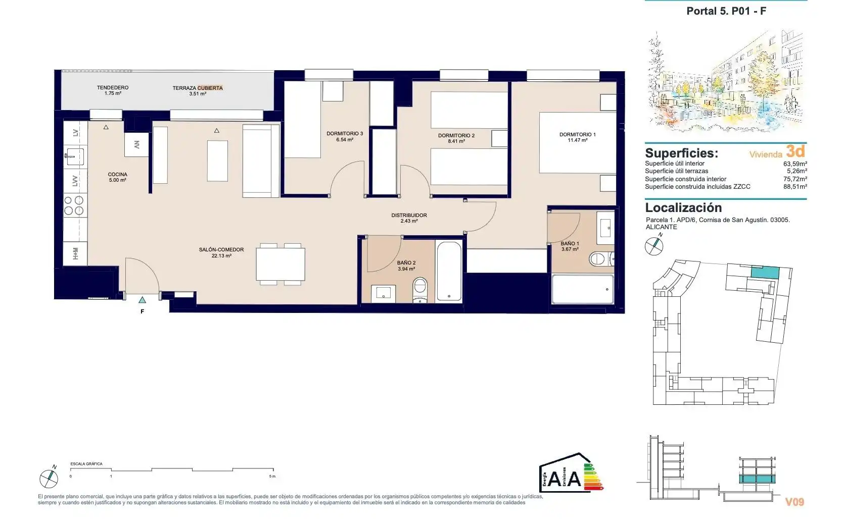 Apartamento en venta en Alicante / Alacant con Aire acondicionado, Calefacción y Jardín privado