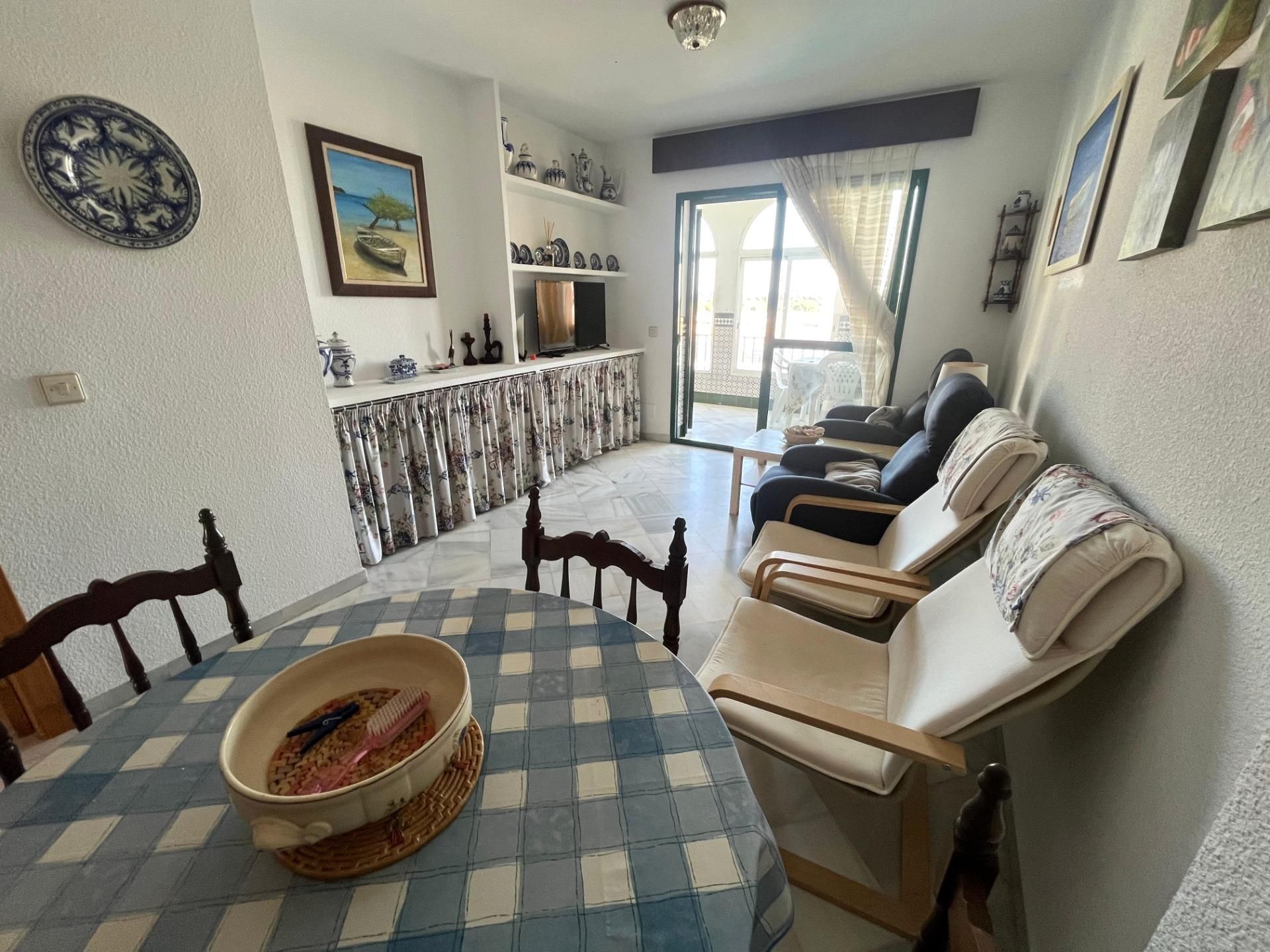 Living room of Flat for sale in El Portil  with Terrace, Furnished and Community pool
