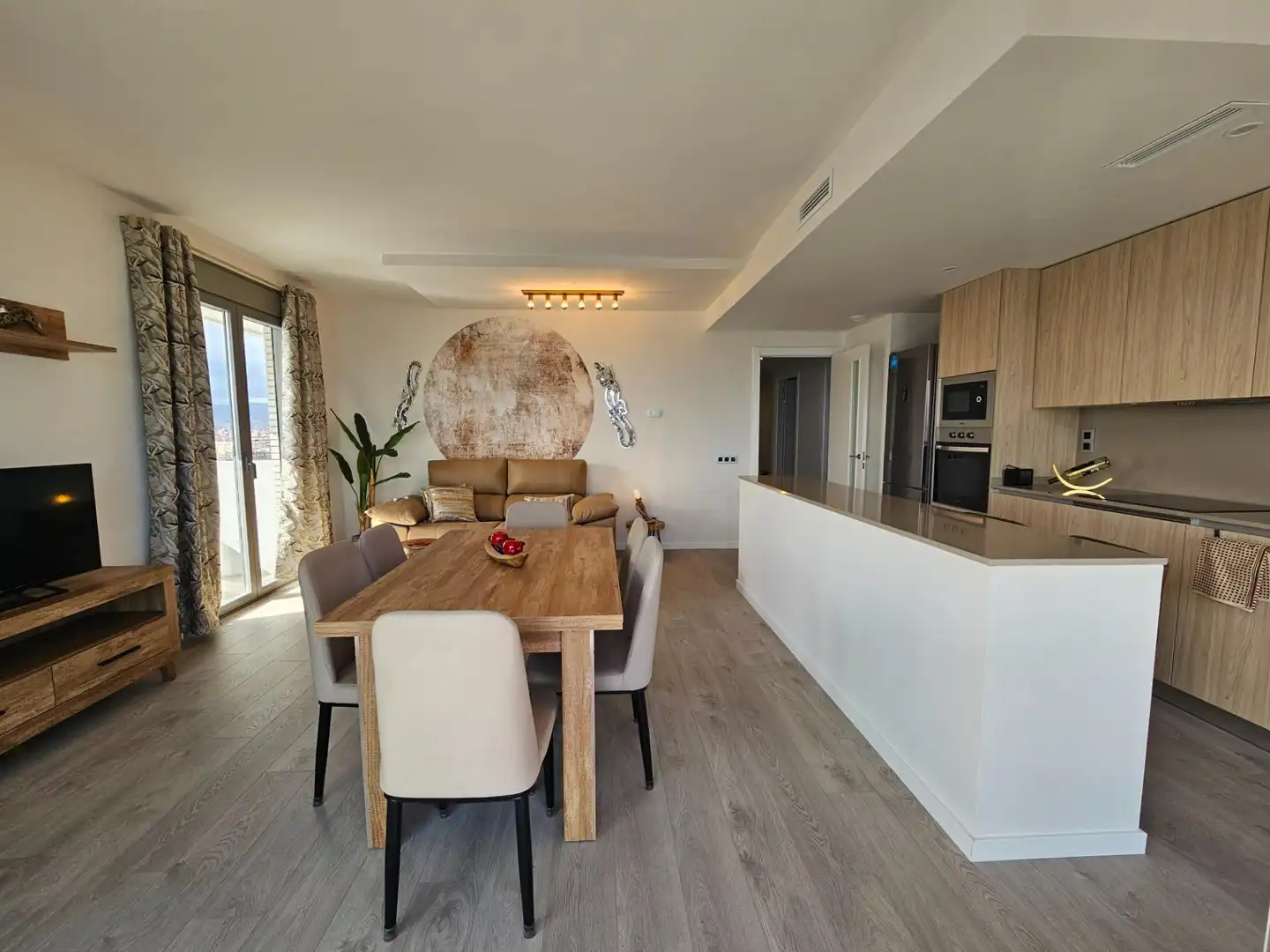 Dining room of Flat for rent in Badalona  with Air Conditioner, Parquet flooring and Terrace