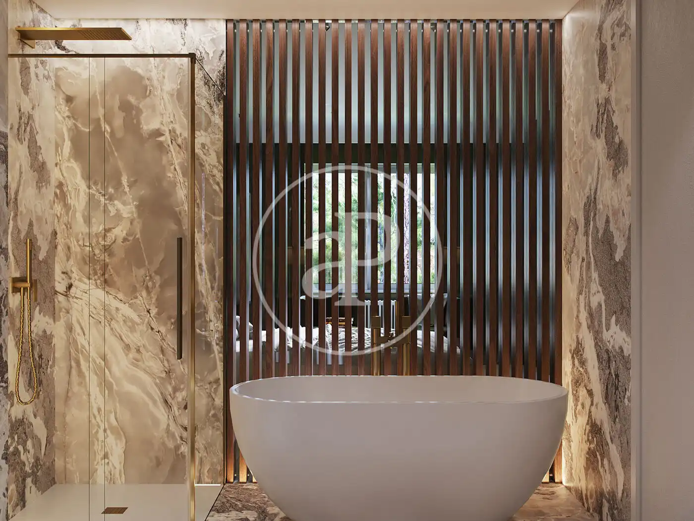 Badezimmer von Wohnung zum Verkauf in Barcelona mit Klimaanlage, Heizung und Privatgarten