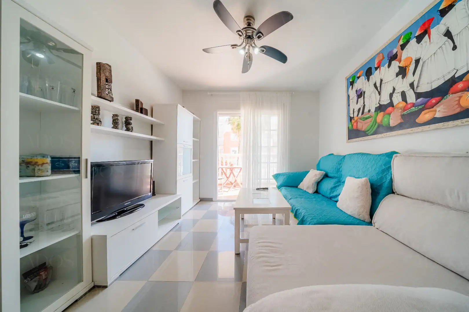 Sala de estar de Piso en venta en Roquetas de Mar con Aire acondicionado, Terraza y Amueblado
