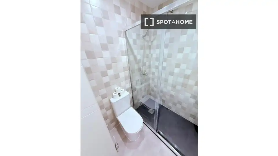 Bathroom of Study for share in Madrid  with Air Conditioner, Heating and Terrace