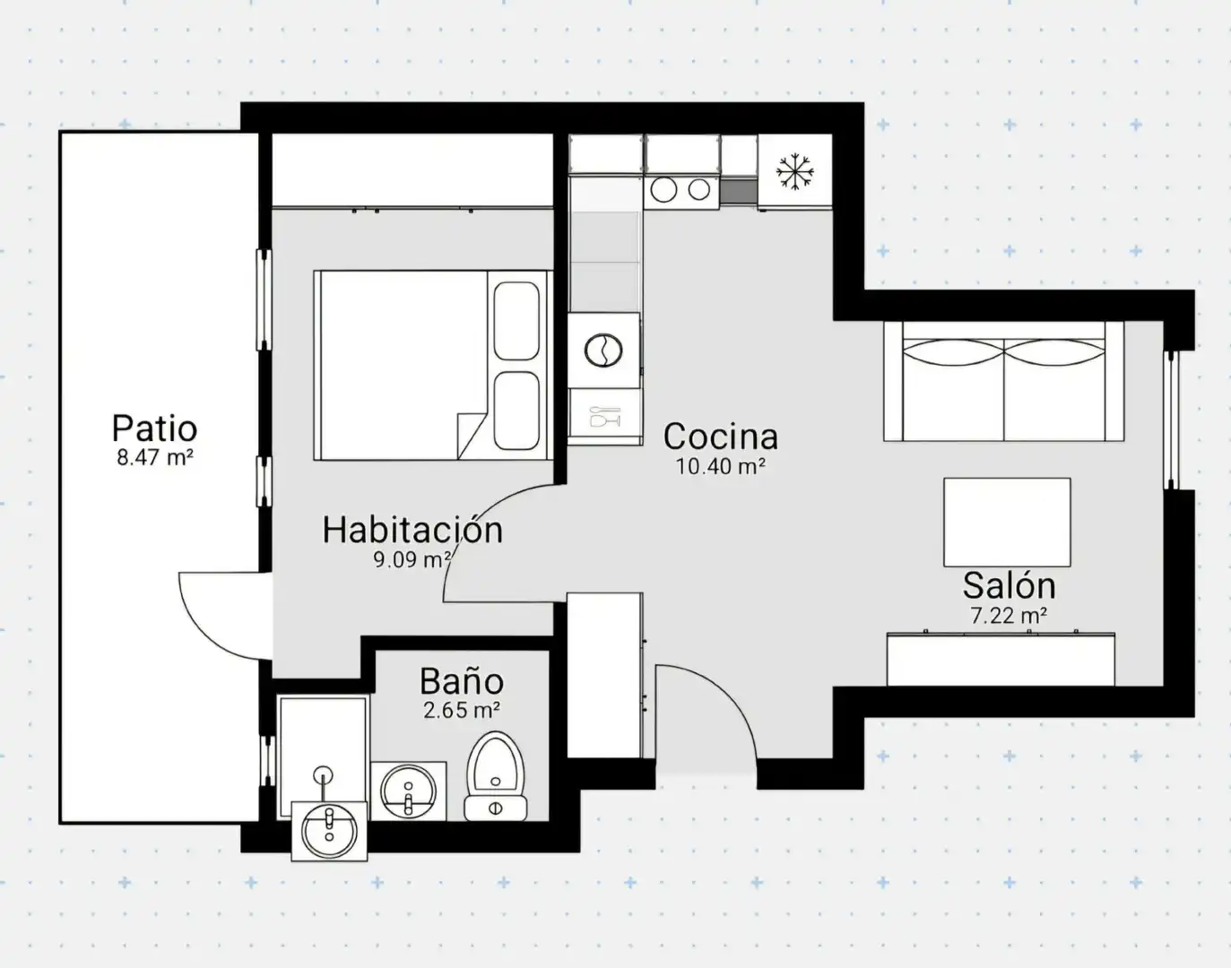 Estudio de alquiler en Madrid con Calefacción, Terraza y Amueblado