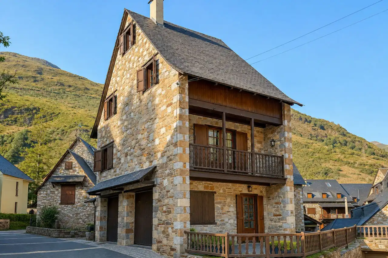 Vista exterior de Casa adosada en venda en Naut Aran amb Calefacció, Jardí privat i Parquet