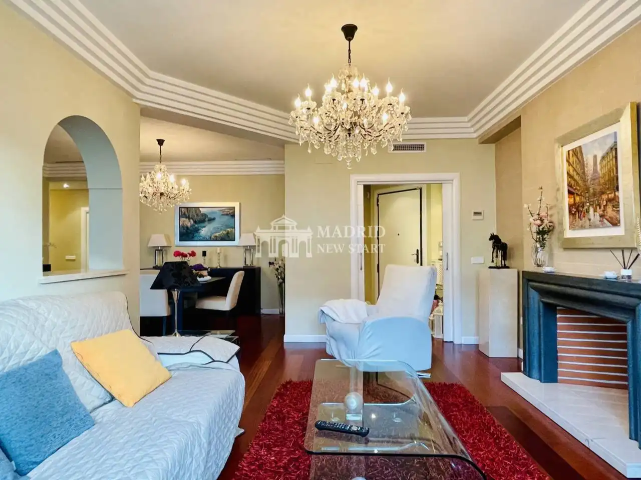 Wohnzimmer von Wohnung zur Miete in Madrid mit Klimaanlage, Heizung und Parkett