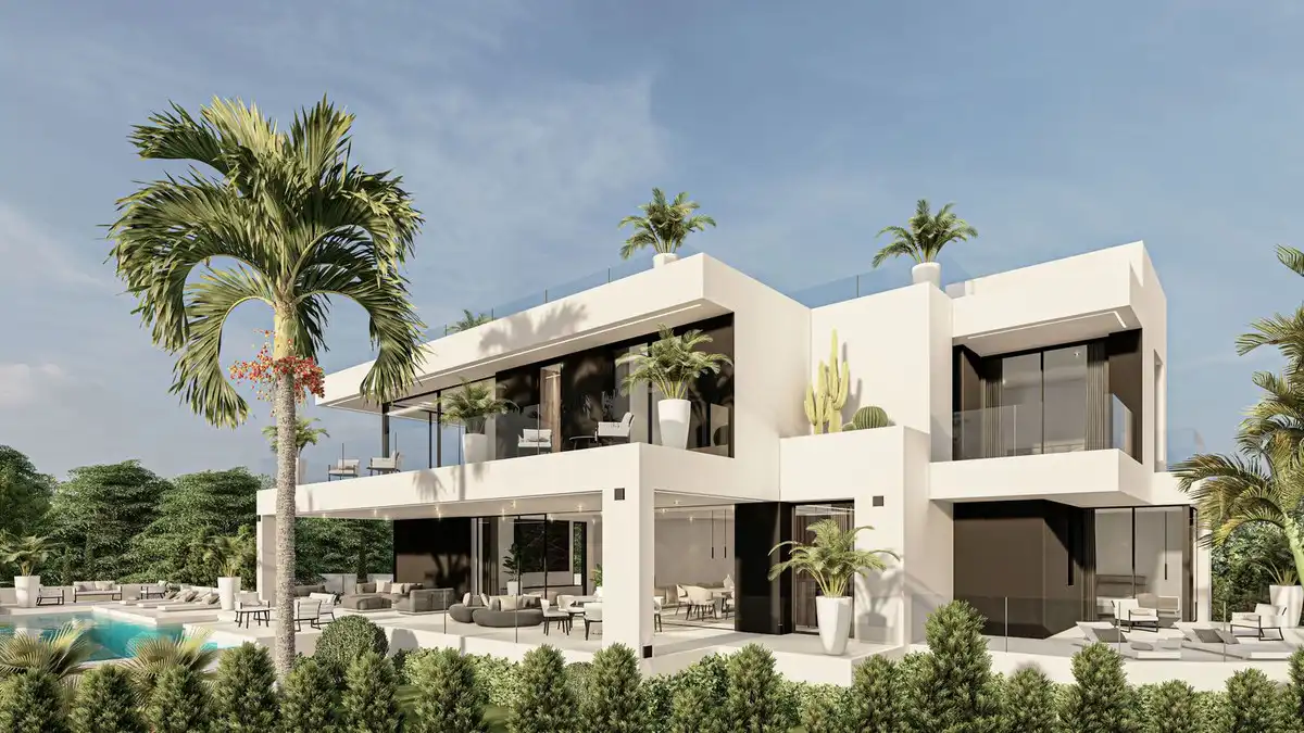 Außenansicht von Haus oder Chalet zum Verkauf in Marbella mit Klimaanlage, Privatgarten und Terrasse