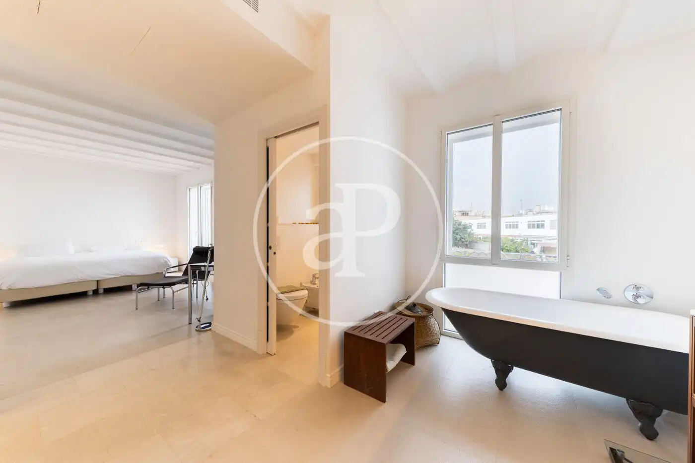 Schlafzimmer von Einfamilien-Reihenhaus zum Verkauf in  Palma de Mallorca mit Klimaanlage, Heizung und Privatgarten