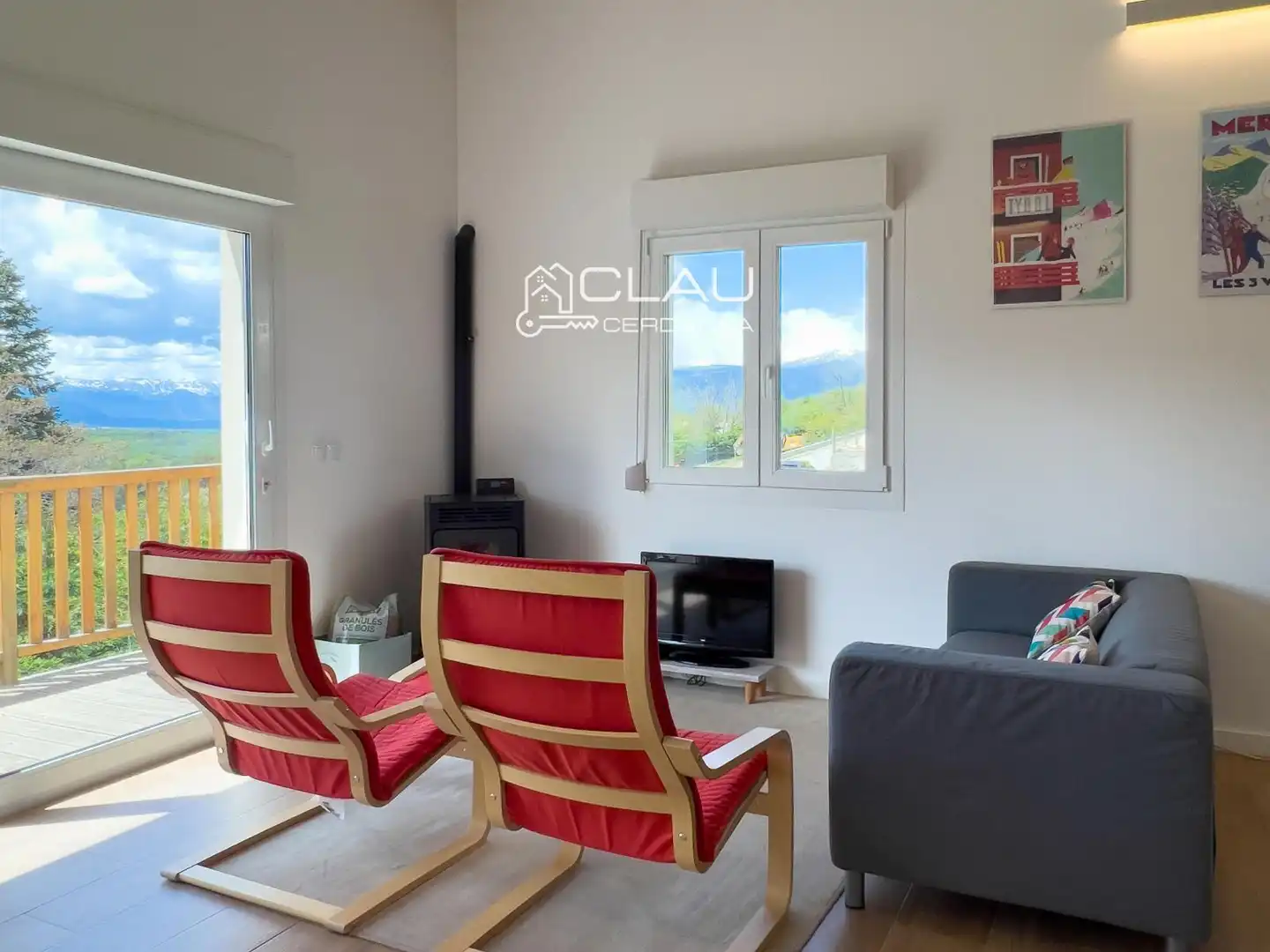 Sala de estar de Casa adosada de alquiler en Saillagouse con Calefacción, Jardín privado y Terraza