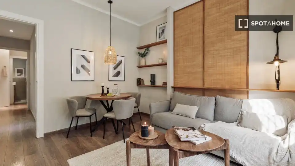 Sala d'estar de Apartament per a compartir en Barcelona amb Aire condicionat, Terrassa i Moblat