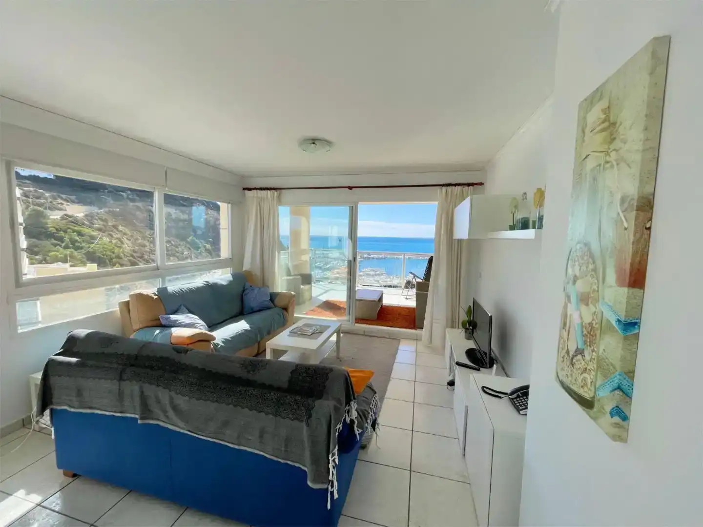 Wohnzimmer von Wohnungen zur Miete in Calpe / Calp mit Klimaanlage, Schwimmbad und Balkon