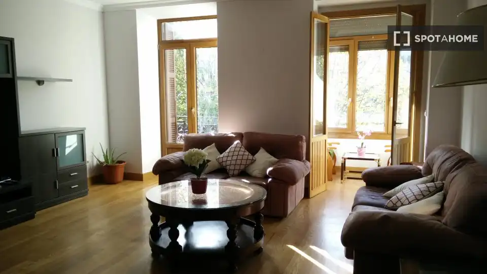 Wohnzimmer von Wohnungen zur untervermieten in Donostia - San Sebastián  mit Klimaanlage, Terrasse und Möbliert