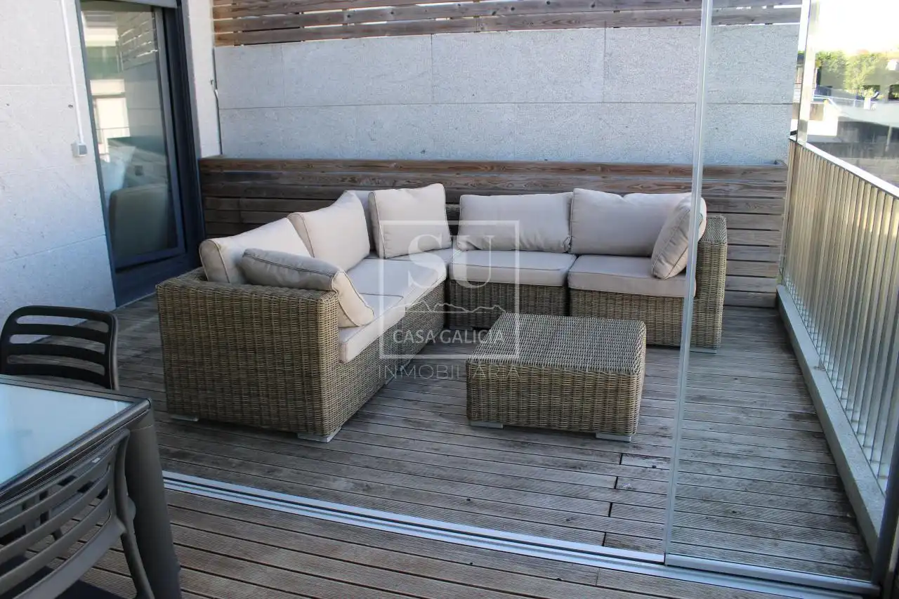 Terrace of Flat for rent in Baiona  with Heating, Parquet flooring and Terrace