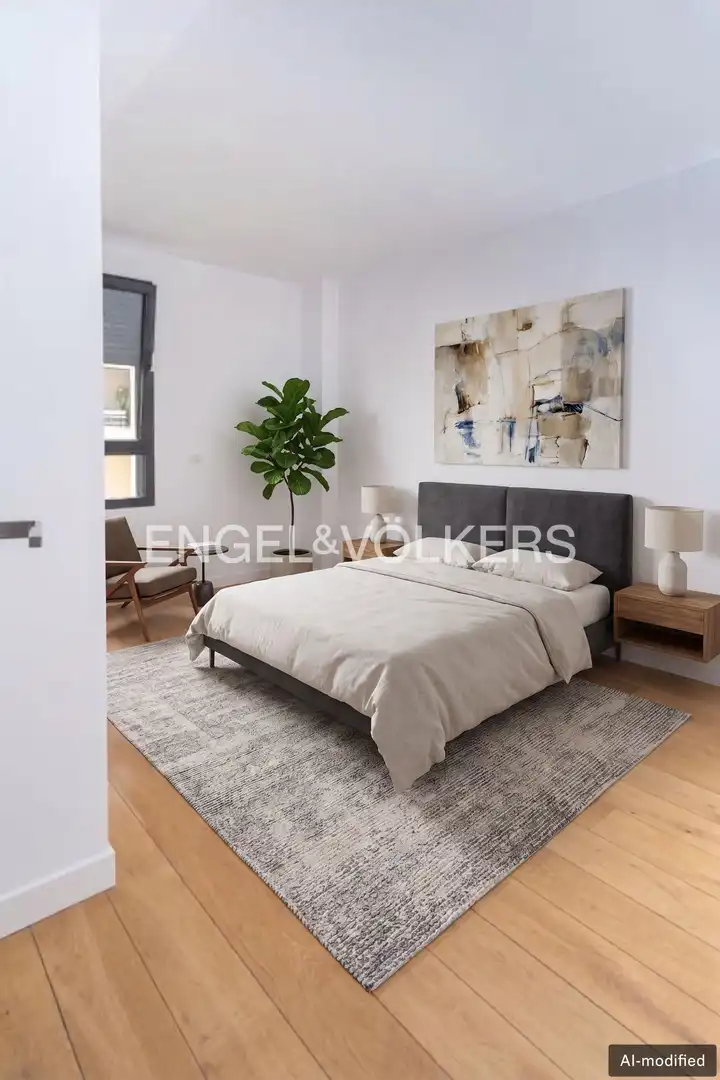 Schlafzimmer von Wohnung zur Miete in Madrid mit Klimaanlage, Heizung und Terrasse