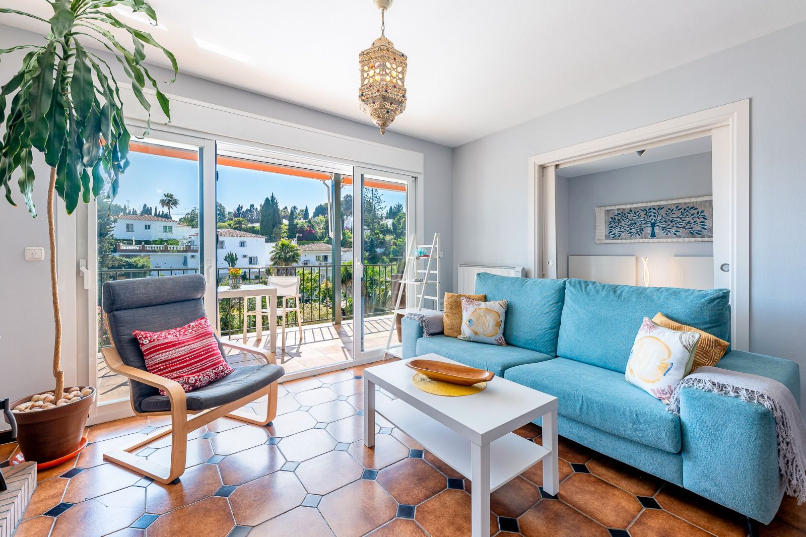 Living room of Single-family semi-detached to rent in Mijas  with Air Conditioner, Terrace and Furnished