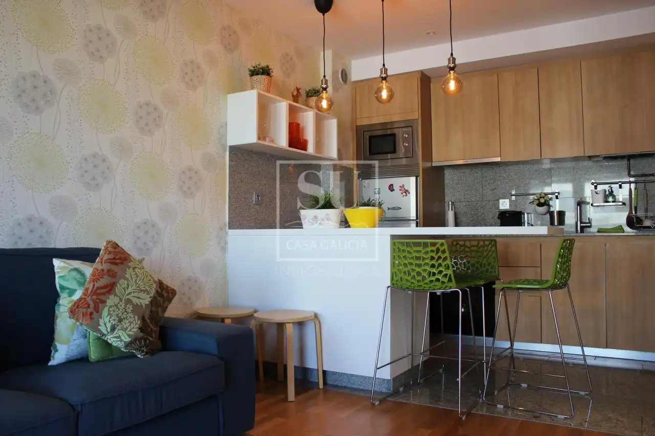 Kitchen of Flat for rent in Baiona  with Heating, Parquet flooring and Terrace