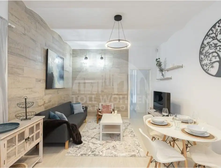 Sala de estar de Piso en venta en Barcelona con Terraza, Amueblado y Balcón