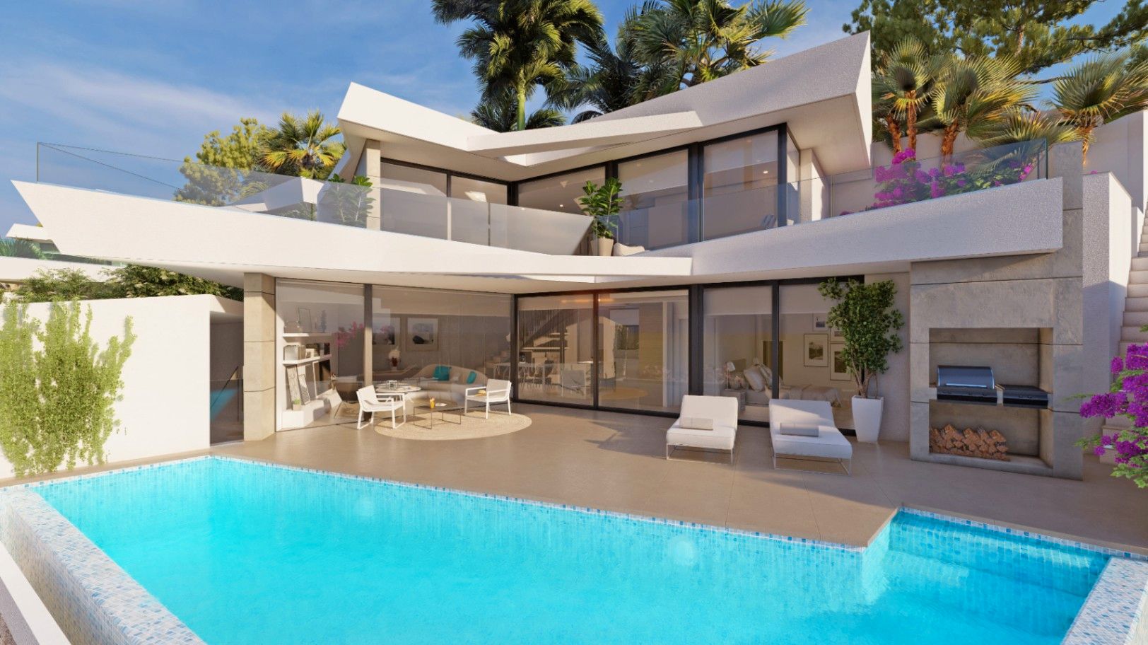 Vista exterior de Casa o xalet en venda en Moraira amb Aire condicionat, Terrassa i Piscina