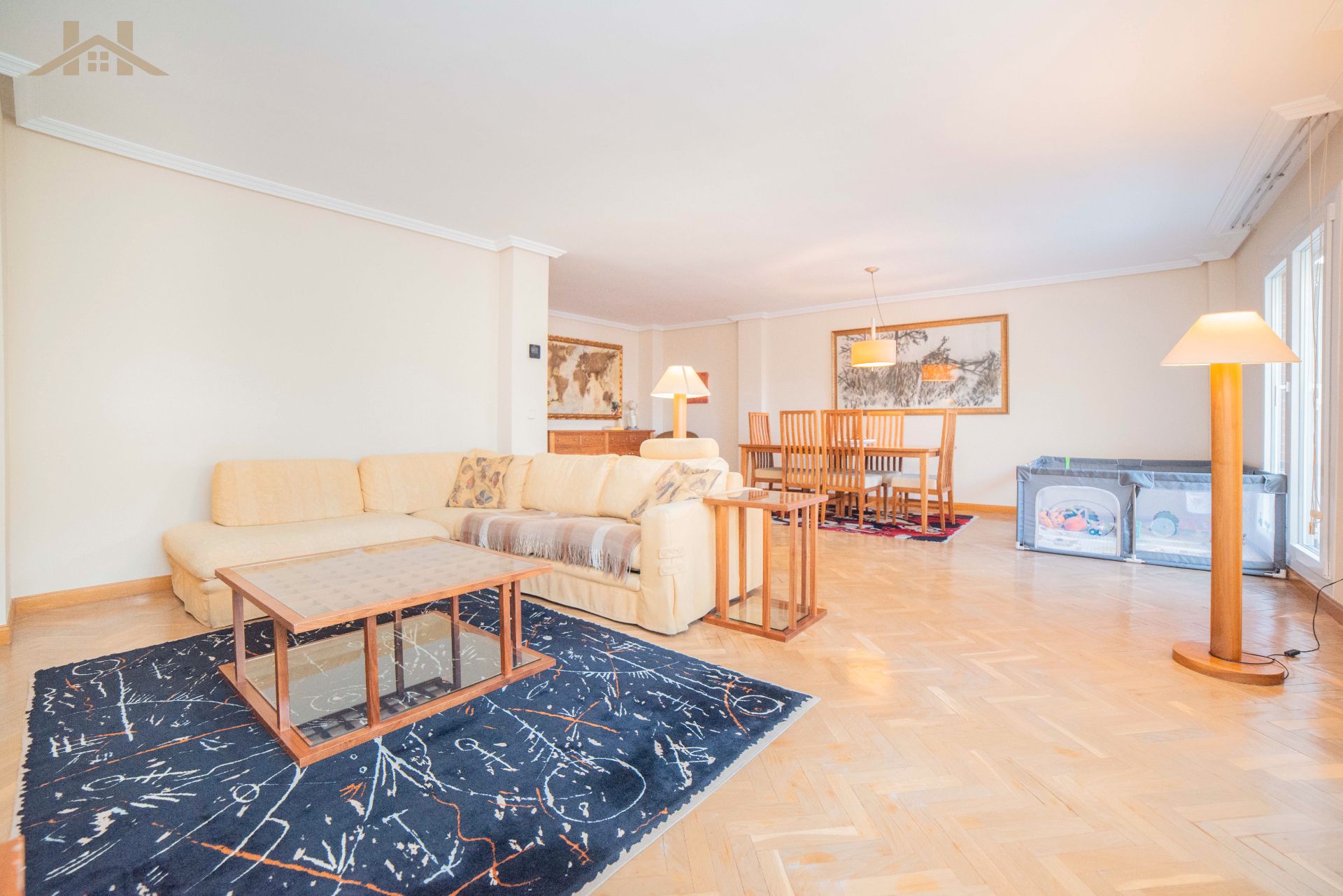 Living room of Single-family semi-detached for sale in Villanueva de la Cañada  with Private garden, Parquet flooring and Swimming Pool