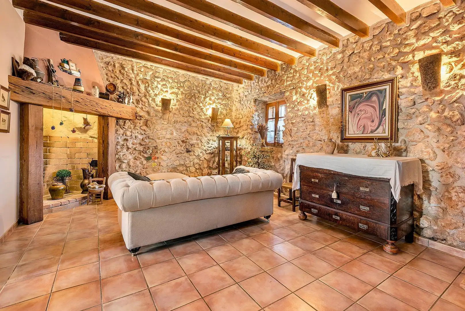 Sala de estar de Finca rústica en venta en  Palma de Mallorca con Calefacción, Jardín privado y Terraza