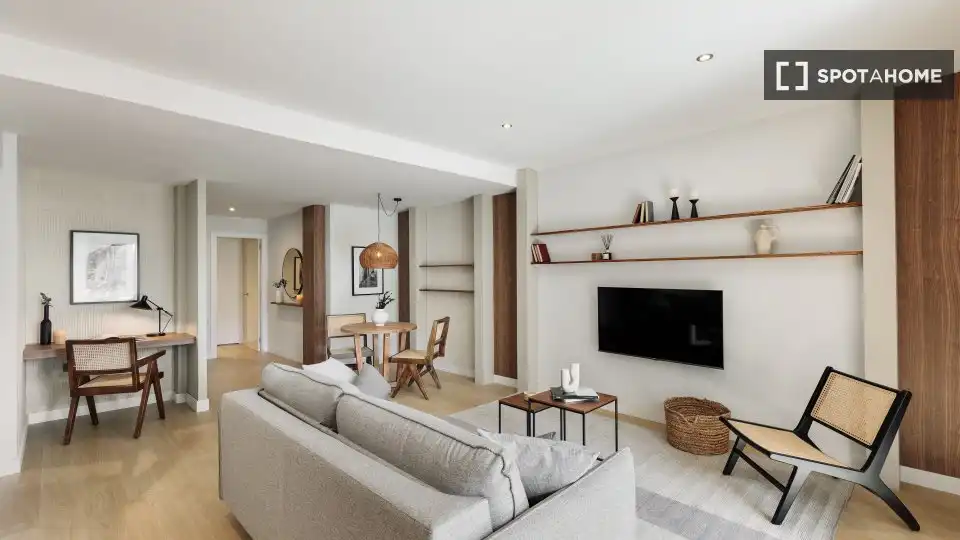 Sala d'estar de Apartament per a compartir en Barcelona amb Aire condicionat, Terrassa i Moblat