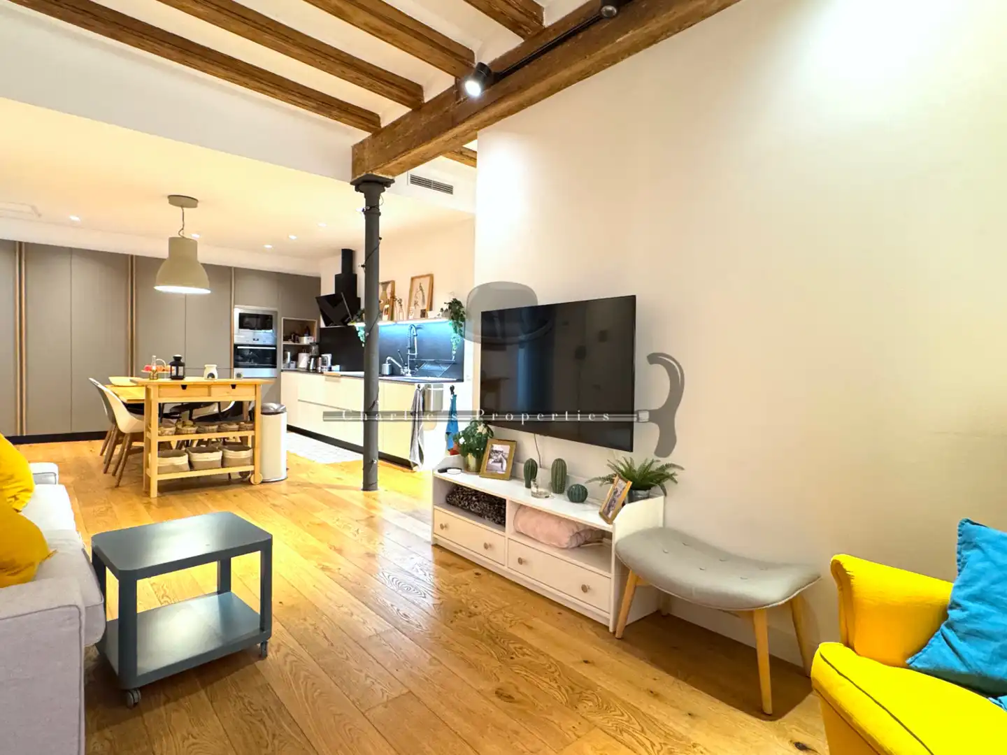 Sala d'estar de Apartament en venda en Barcelona amb Aire condicionat, Calefacció i Parquet