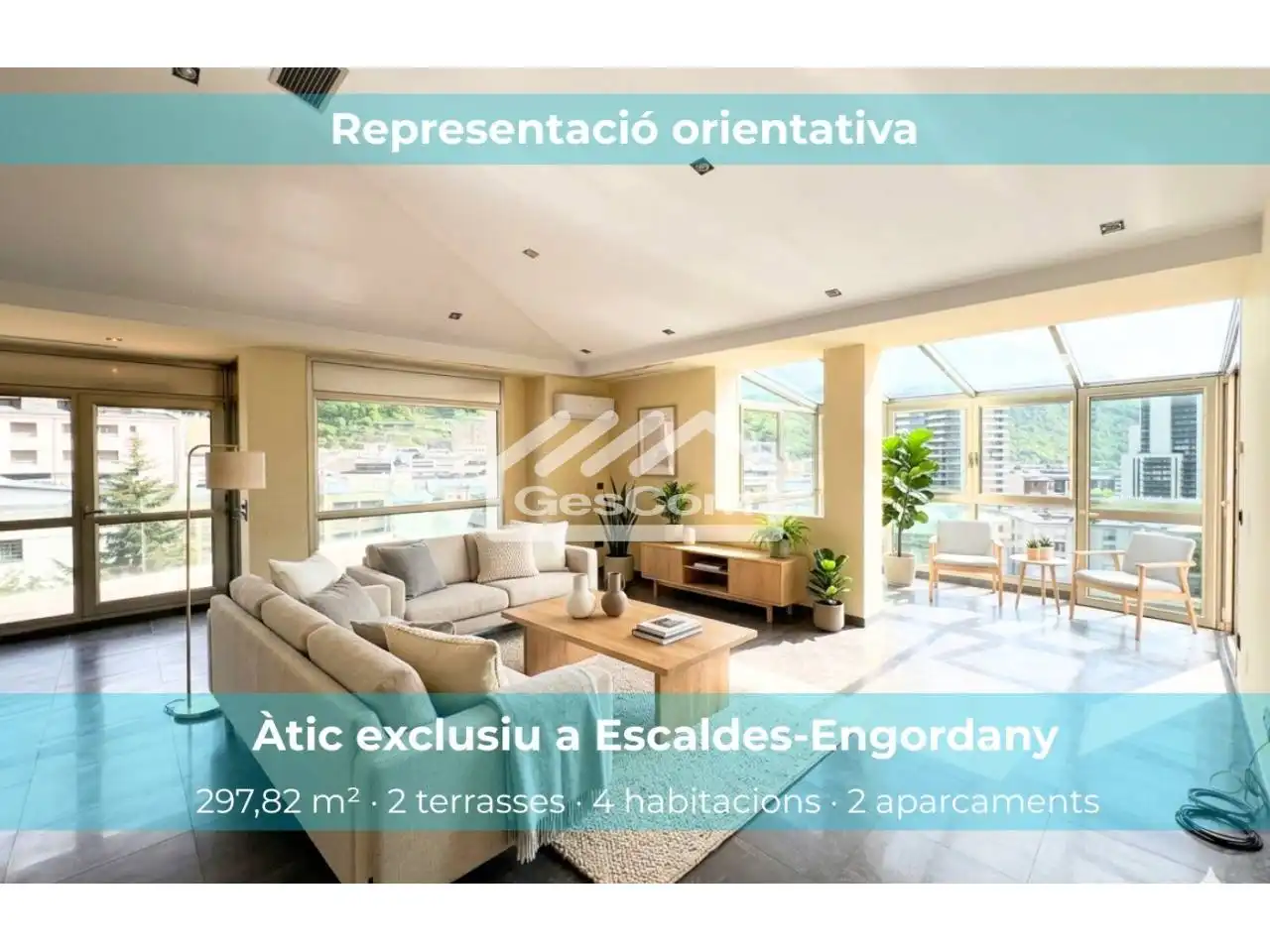 Sala de estar de Ático en venta en Escaldes – Engordany con Aire acondicionado, Calefacción y Terraza